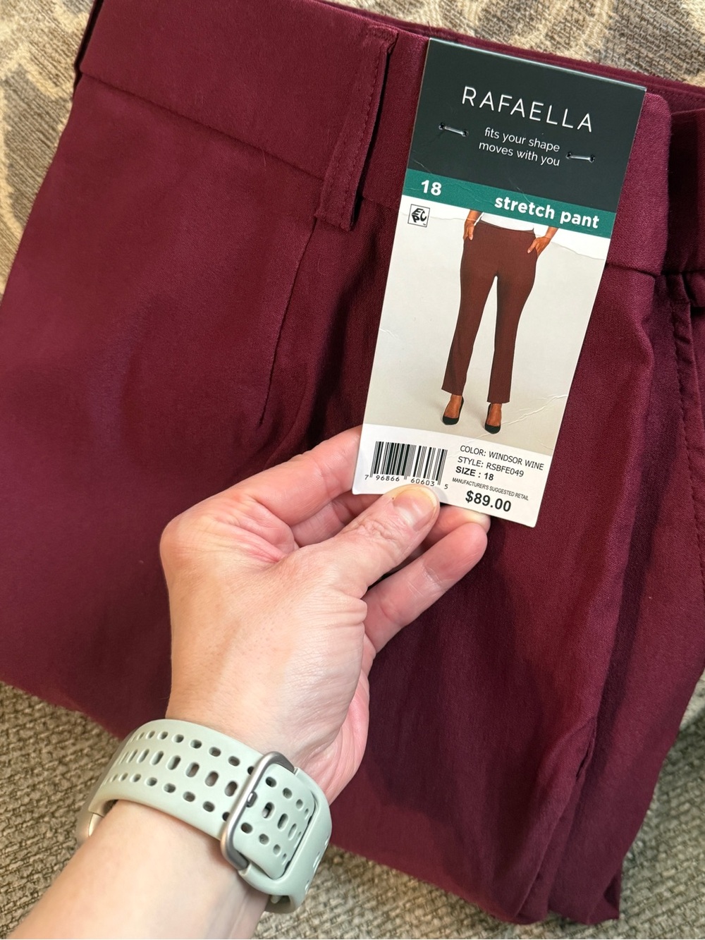 Rafaella Pull On Stretch Ankle Pants in Windsor Wine Womens 18 NWT - Picture 1 of 7